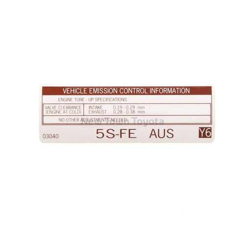 Genuine Toyota Engine Emmisions Information Label Camry 1997-2002 11298-03040