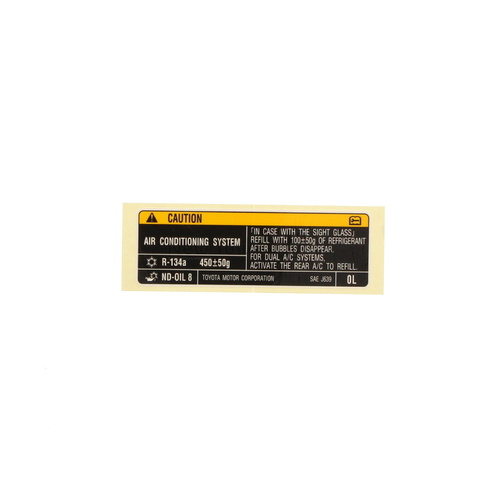 Genuine Toyota Air Conditioner Service Caution Label Sticker Corolla 2012 ON