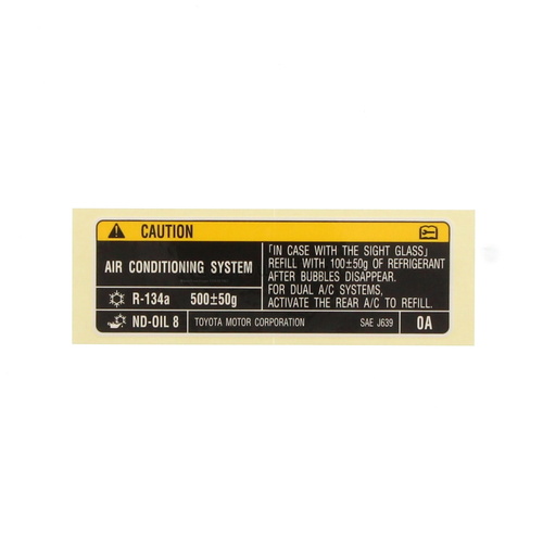 Genuine Toyota Air Conditioner Service Caution Label Sticker RAV4 2012 ON